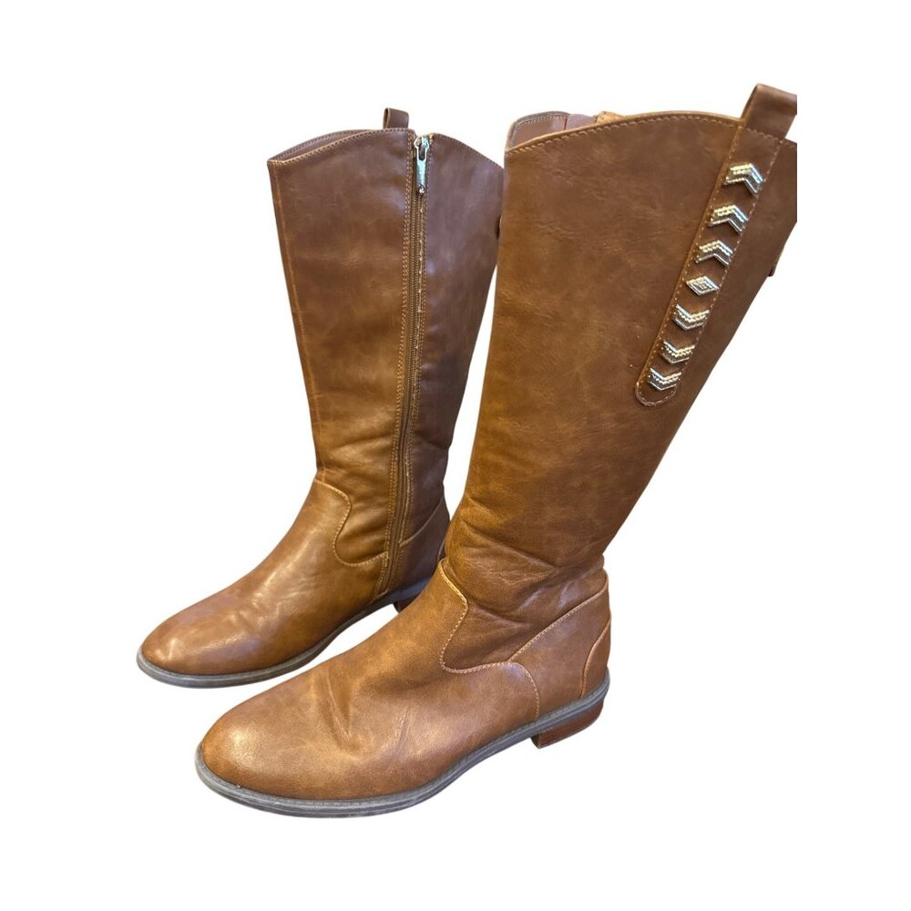 Sam Edelman Pia Samara Distressed Brown Tall Riding Boots US 5 Equestrian - Picture 10 of 15